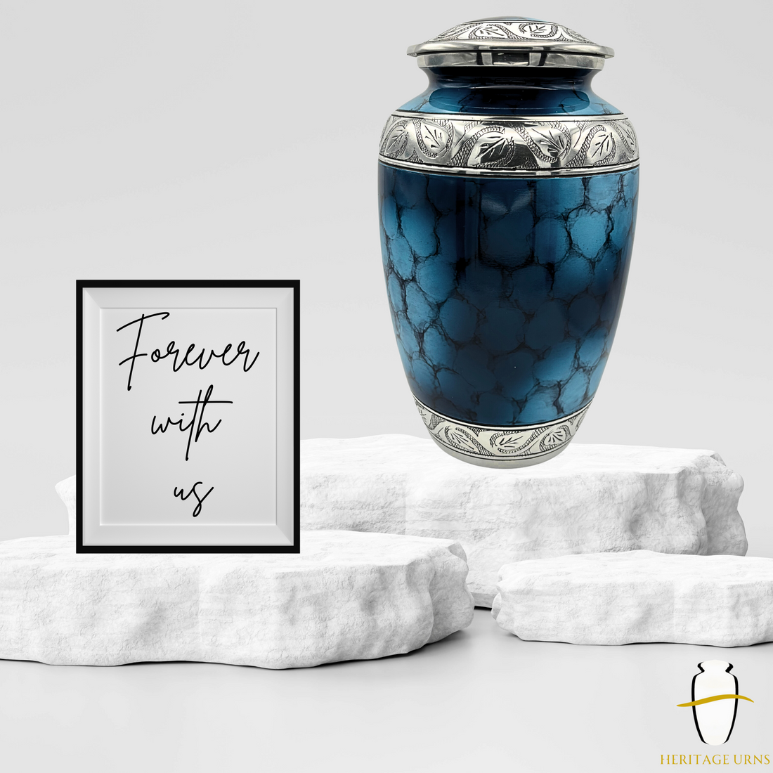 Elegant Blue Brass Urn