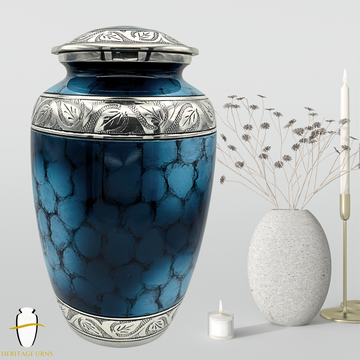 Elegant Blue Brass Urn