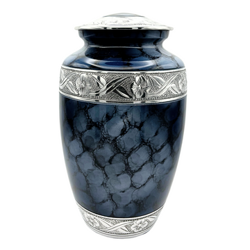 Hand engraved metal Urn marble effect 