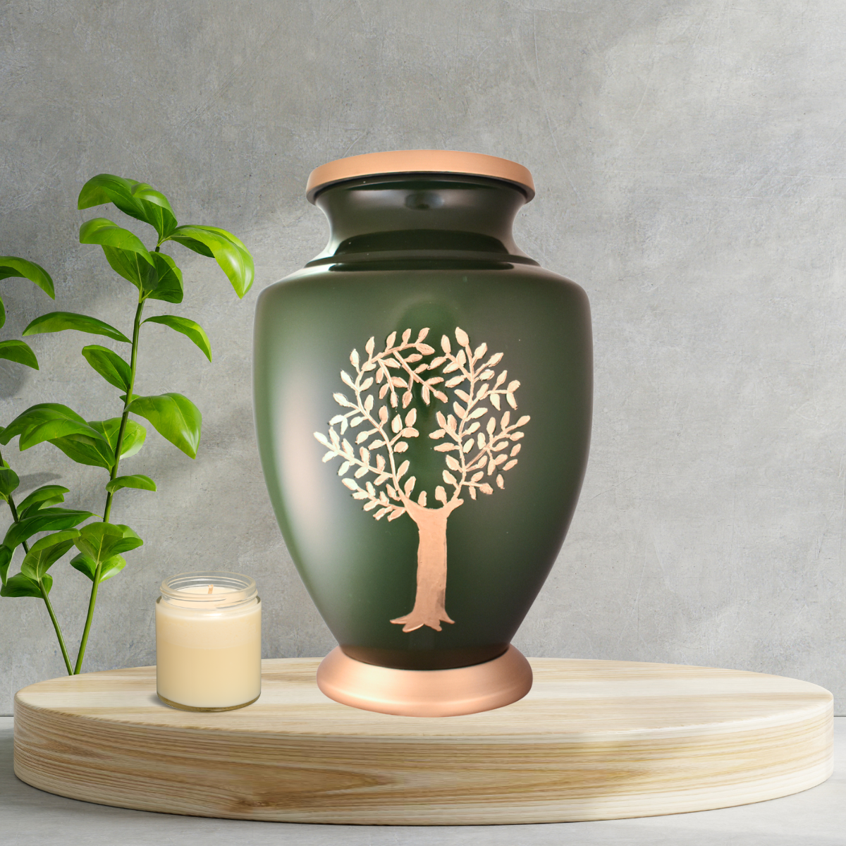 Olive Green Memorial Urn